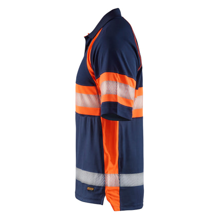 Blaklader 3338 Navy Blue/Hi-Vis Orange Polo Shirt With UV-Protection