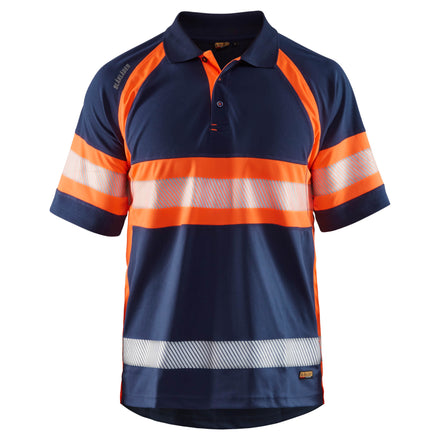 Blaklader 3338 Navy Blue/Hi-Vis Orange Polo Shirt With UV-Protection