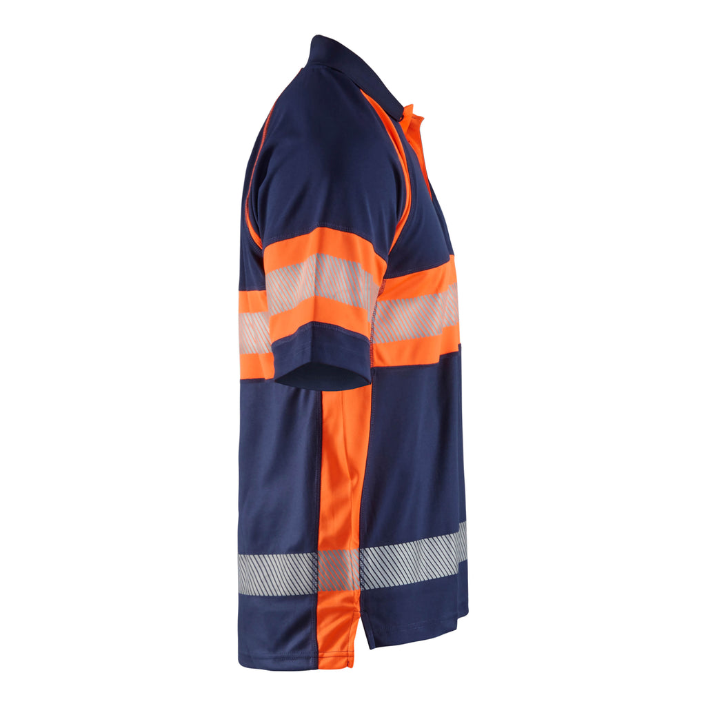 Blaklader 3338 Navy Blue/Hi-Vis Orange Polo Shirt With UV-Protection