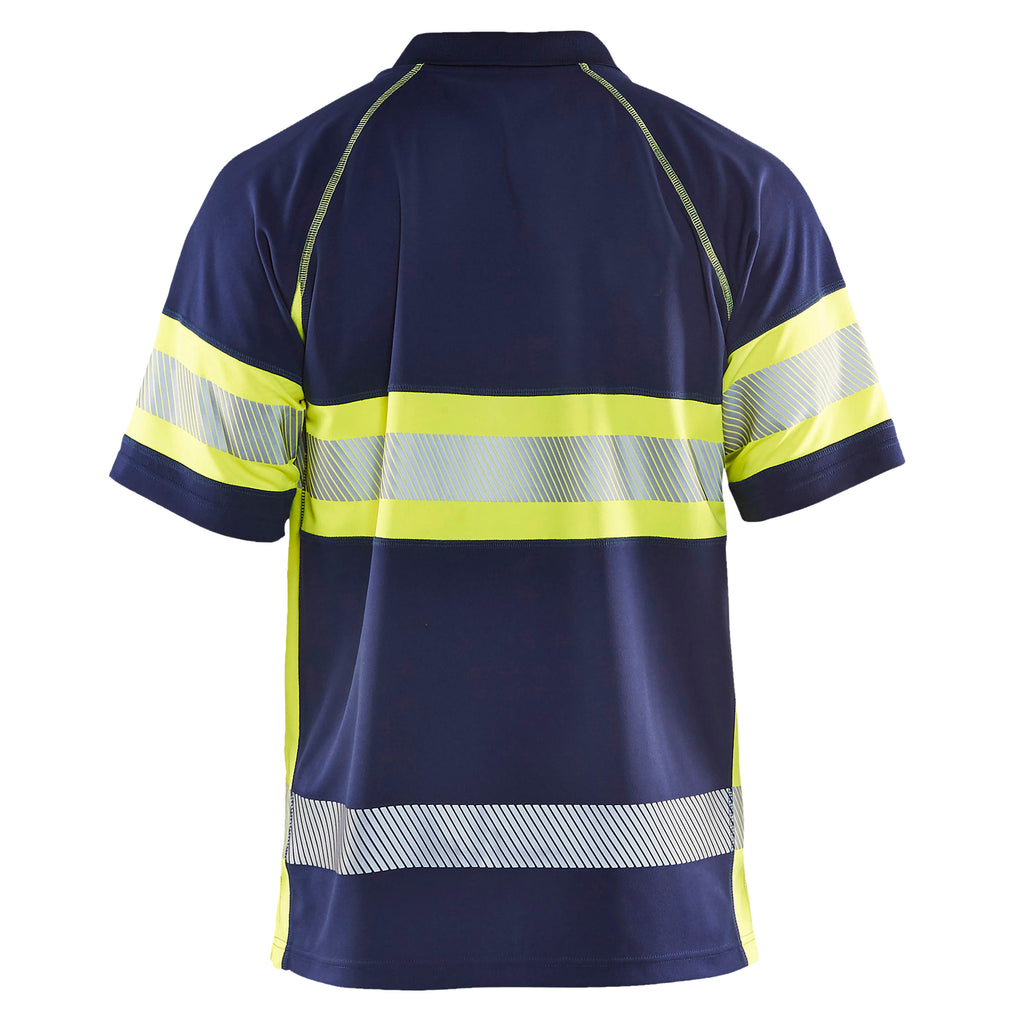 Blaklader 3338 Navy Blue/Hi-Vis Yellow Polo Shirt With UV-Protection