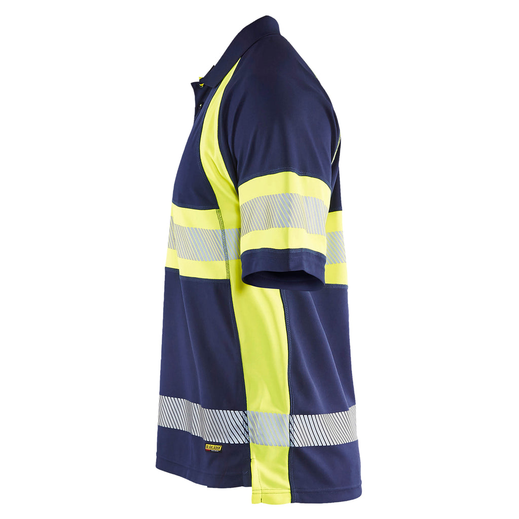 Blaklader 3338 Navy Blue/Hi-Vis Yellow Polo Shirt With UV-Protection