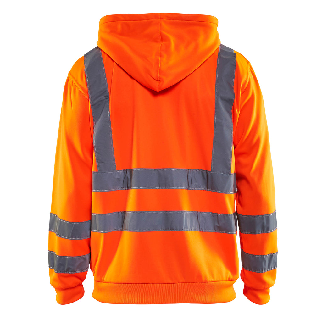 Blaklader 3346 Hi Vis Hooded Sweater Hi Vis Orange Navy Blue Back
