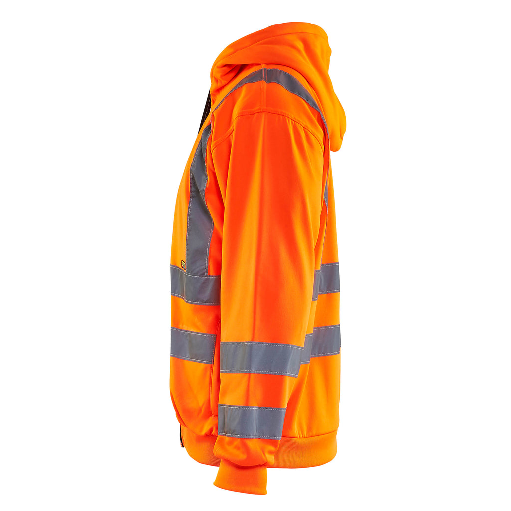 Blaklader 3346 Hi Vis Hooded Sweater Hi Vis Orange Navy Blue Left