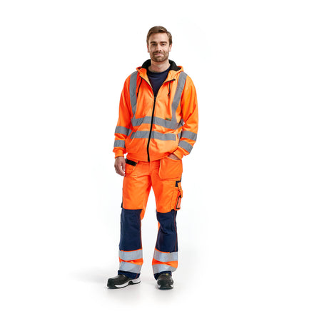 Blaklader 3346 Hi Vis Hooded Sweater Hi Vis Orange Navy Blue Model