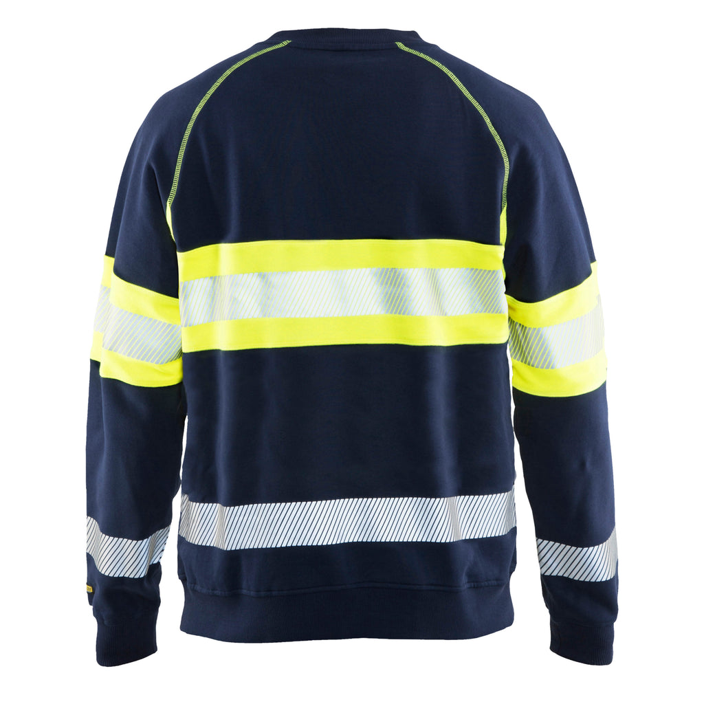 Blaklader 3359 Hi Vis Sweater Navy Blue Hi Vis Yellow Back