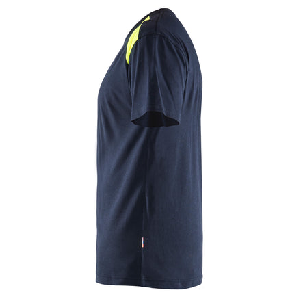 Blaklader 3379 150gsm Dark Navy Blue/Hi-Vis Yellow T-Shirt