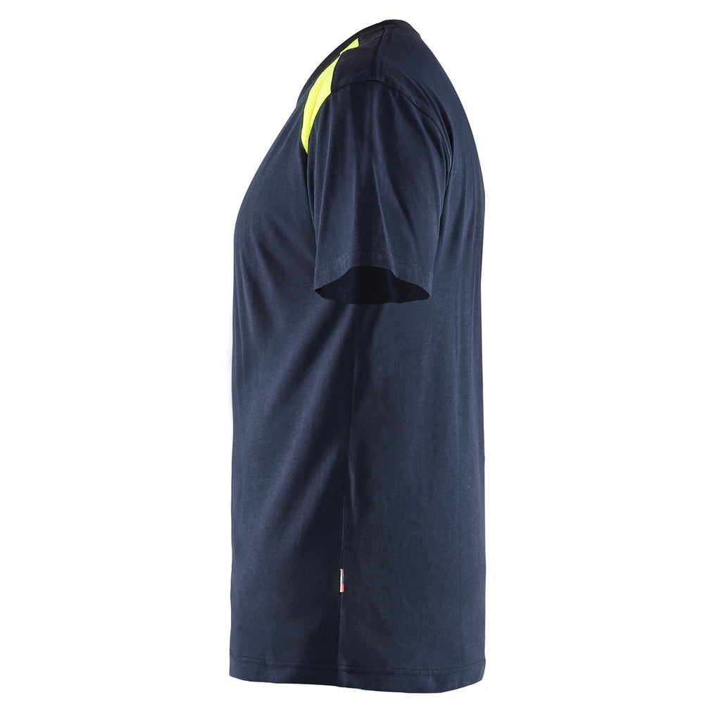 Blaklader 3379 150gsm Navy Blue/Hi-Vis Yellow T-Shirt