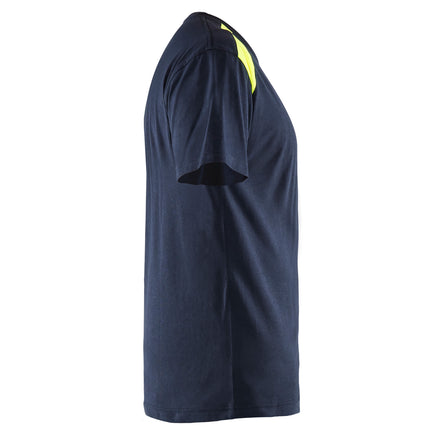 Blaklader 3379 150gsm Navy Blue/Hi-Vis Yellow T-Shirt