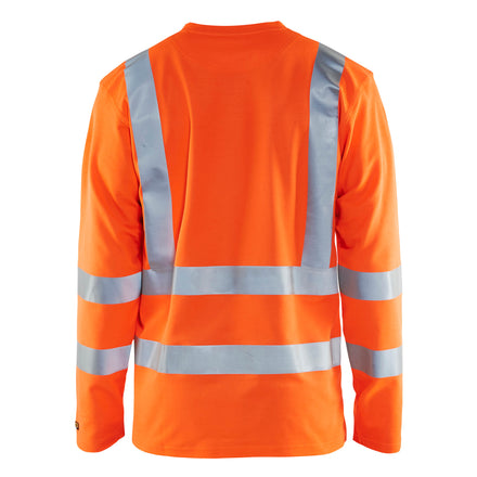 Blaklader 3381 Hi Vis Uv Long Sleeved T Shirt Hi Vis Orange Navy Blue Back