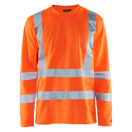 Blaklader 3381 Hi Vis Uv Long Sleeved T Shirt Hi Vis Orange Navy Blue Main