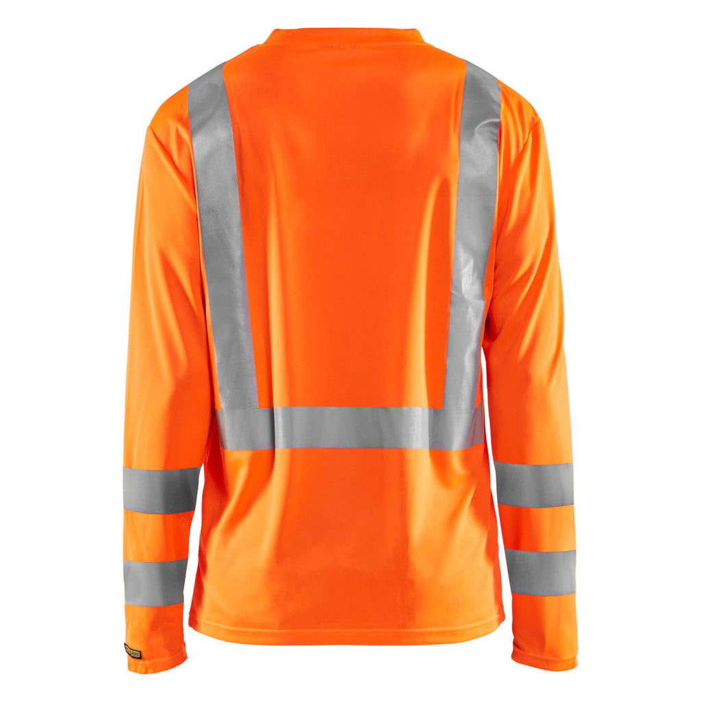 Blaklader 3383 Hi Vis Uv Long Sleeved T Shirt Hi Vis Orange Navy Blue Back