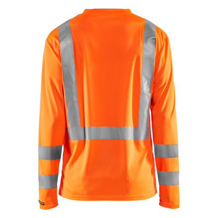Blaklader 3383 Hi Vis Uv Long Sleeved T Shirt Hi Vis Orange Navy Blue Back