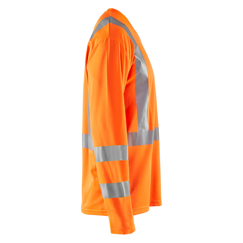 Blaklader 3383 Hi Vis Uv Long Sleeved T Shirt Hi Vis Orange Navy Blue Right