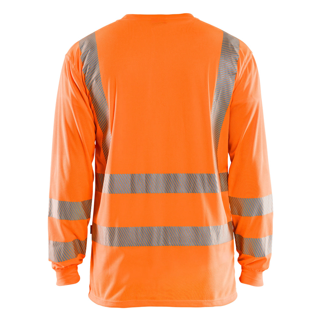 Blaklader 3385 Hi Vis Uv Long Sleeved T Shirt Hi Vis Orange Navy Blue Back