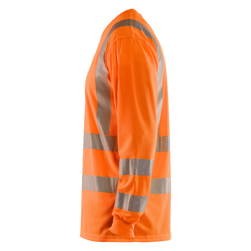 Blaklader 3385 Hi Vis Uv Long Sleeved T Shirt Hi Vis Orange Navy Blue Left
