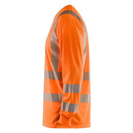 Blaklader 3385 Hi Vis Uv Long Sleeved T Shirt Hi Vis Orange Navy Blue Left