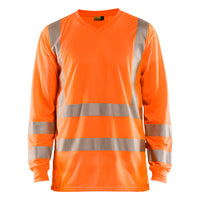 Blaklader 3385 Hi Vis Uv Long Sleeved T Shirt Hi Vis Orange Navy Blue Main