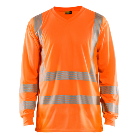 Blaklader 3385 Hi Vis Uv Long Sleeved T Shirt Hi Vis Orange Navy Blue Main
