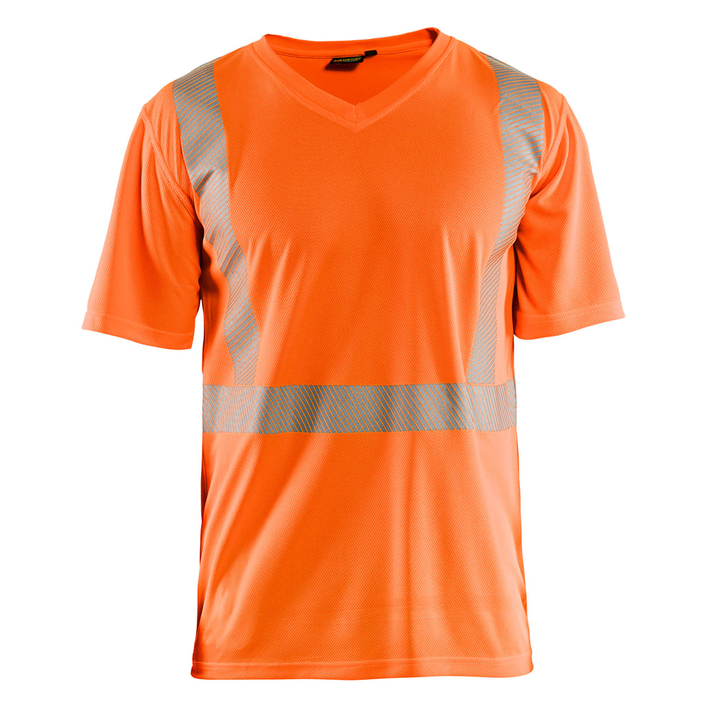 Blaklader 3386 Hi Vis Uv Protected T Shirt Hi Vis Orange Navy Blue Main