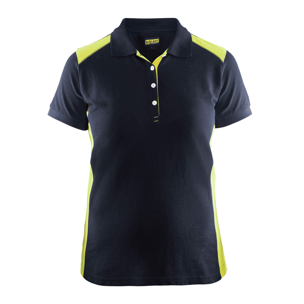 Blaklader 3390 Dark Navy Blue/Hi-Vis Yellow Women's Polo Shirt