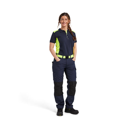 Blaklader 3390 Dark Navy Blue/Hi-Vis Yellow Women's Polo Shirt