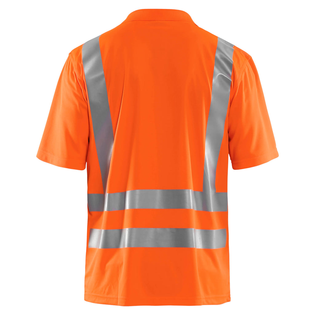 Blaklader 3391 Uv Polo Shirt Hi Vis Hi Vis Orange Navy Blue Back