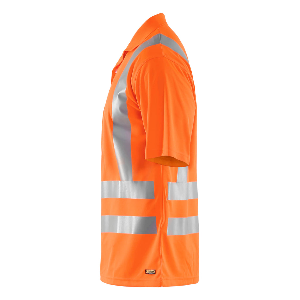 Blaklader 3391 Uv Polo Shirt Hi Vis Hi Vis Orange Navy Blue Left