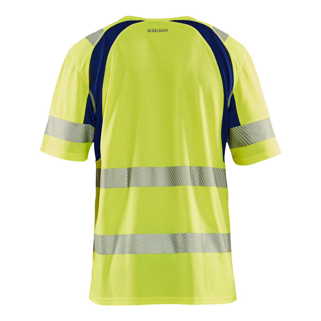 Blaklader 3397 Hi Vis Uv Protected T Shirt Hi Vis Yellow Navy Blue Back