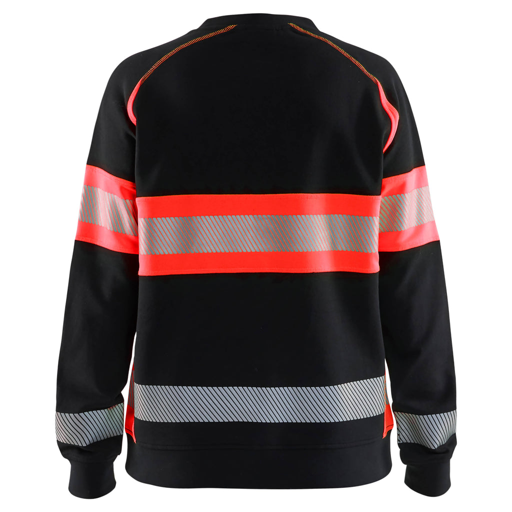 Blaklader 3409 Women’S Hi Vis Sweatshirt Black Hi Vis Red Back