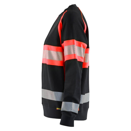 Blaklader 3409 Women’S Hi Vis Sweatshirt Black Hi Vis Red Left