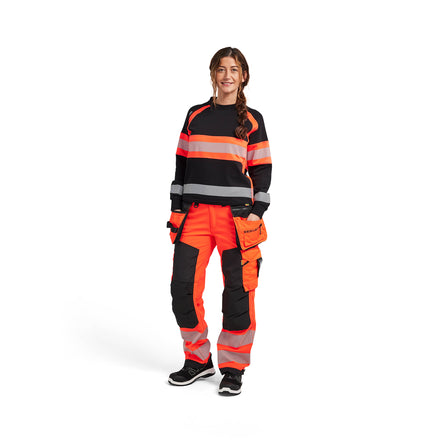 Blaklader 3409 Women’S Hi Vis Sweatshirt Black Hi Vis Red Model