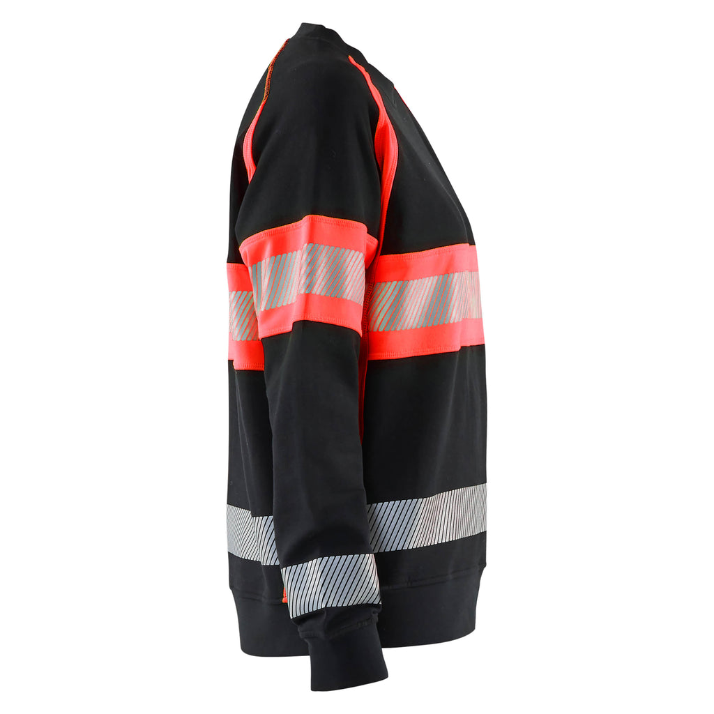 Blaklader 3409 Women’S Hi Vis Sweatshirt Black Hi Vis Red Right