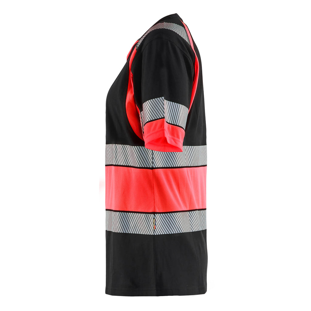 Blaklader 3410 Women’S Hi Vis T Shirt Black Hi Vis Red Left