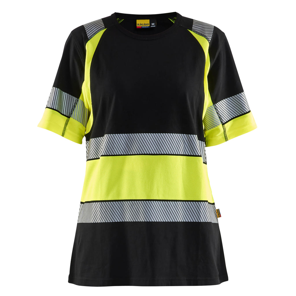 Blaklader 3410 Women’S Hi Vis T Shirt Black Hi Vis Yellow Main