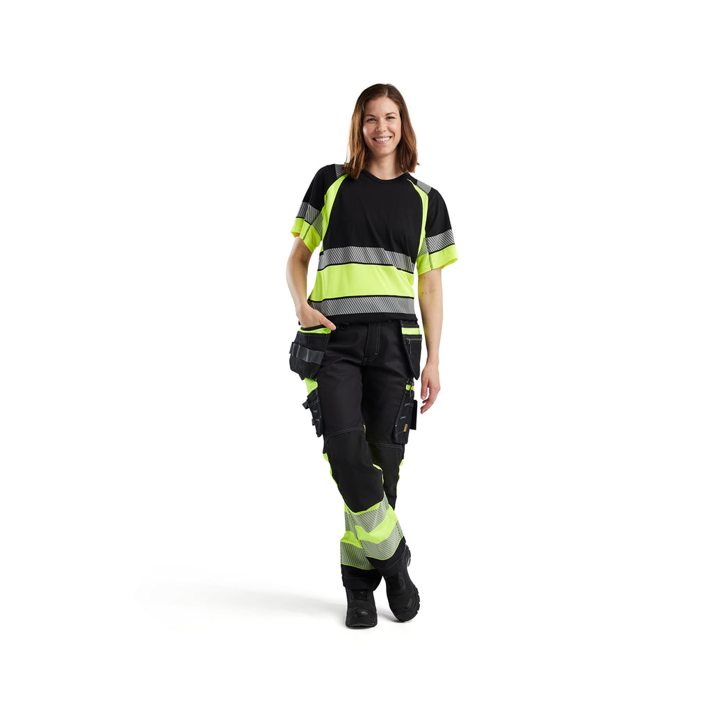 Blaklader 3410 Women’S Hi Vis T Shirt Black Hi Vis Yellow Model
