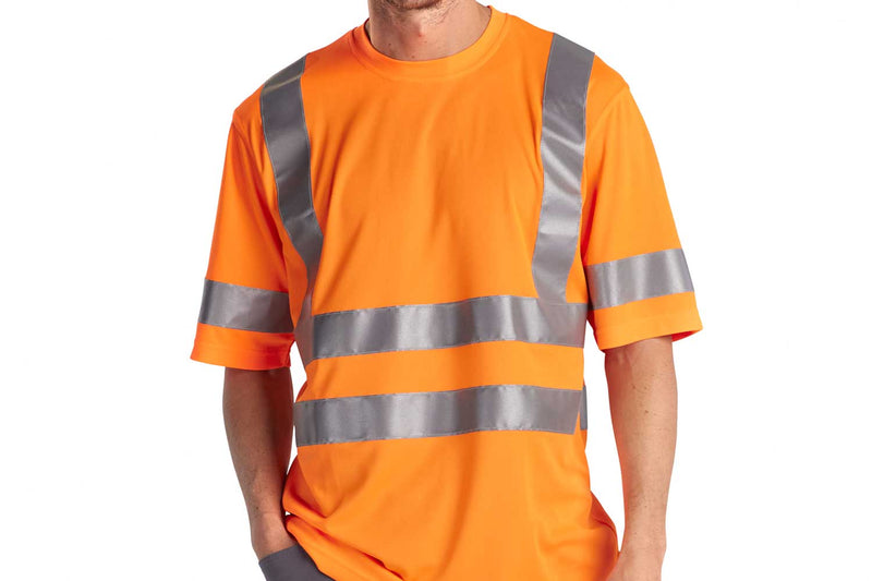 Blaklader 3413 Hi Vis T Shirt Orange Reflectives On Body Sleeves And Shoulders Feature
