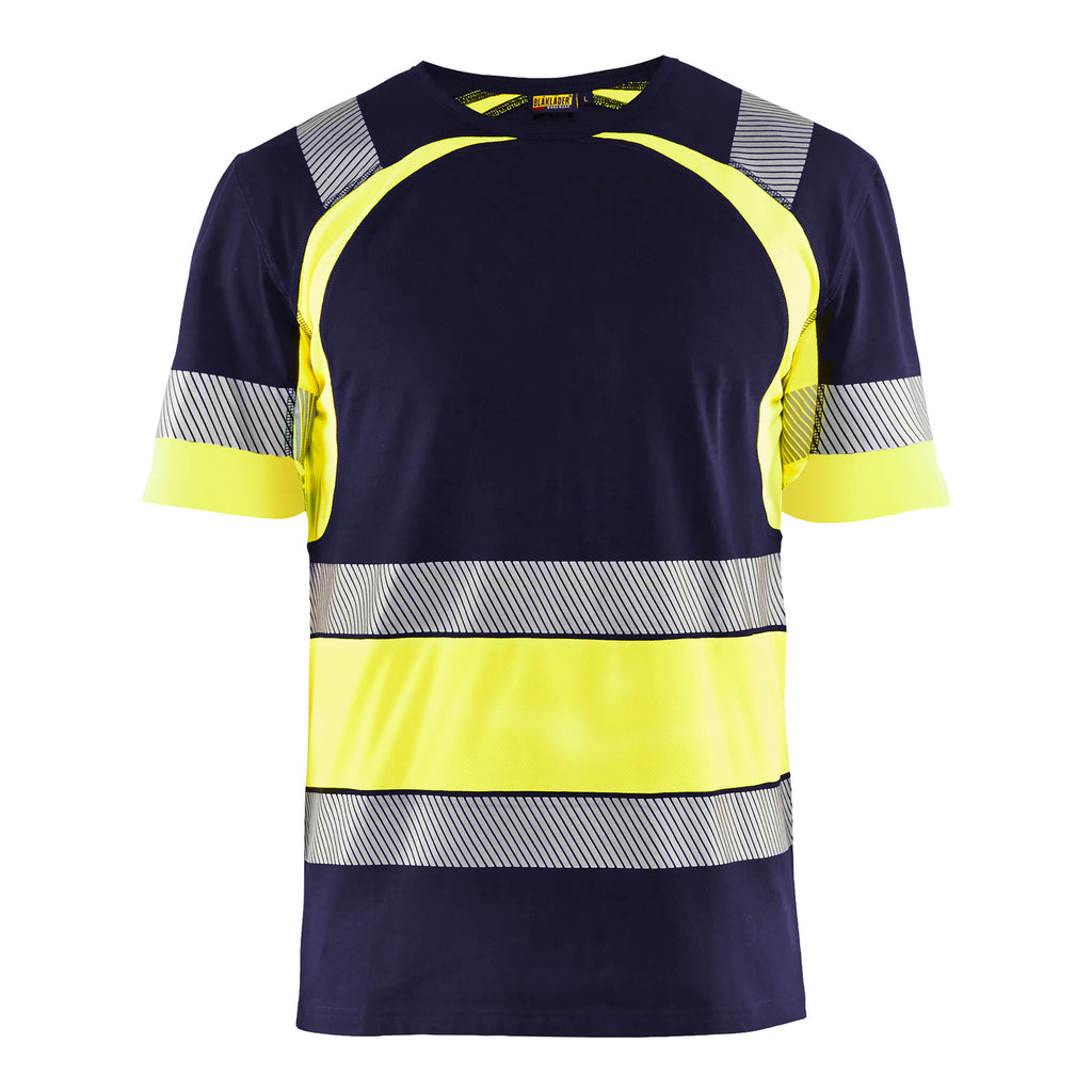 Blaklader 3421 Hi Vis T Shirt Navy Blue Hi Vis Yellow Main