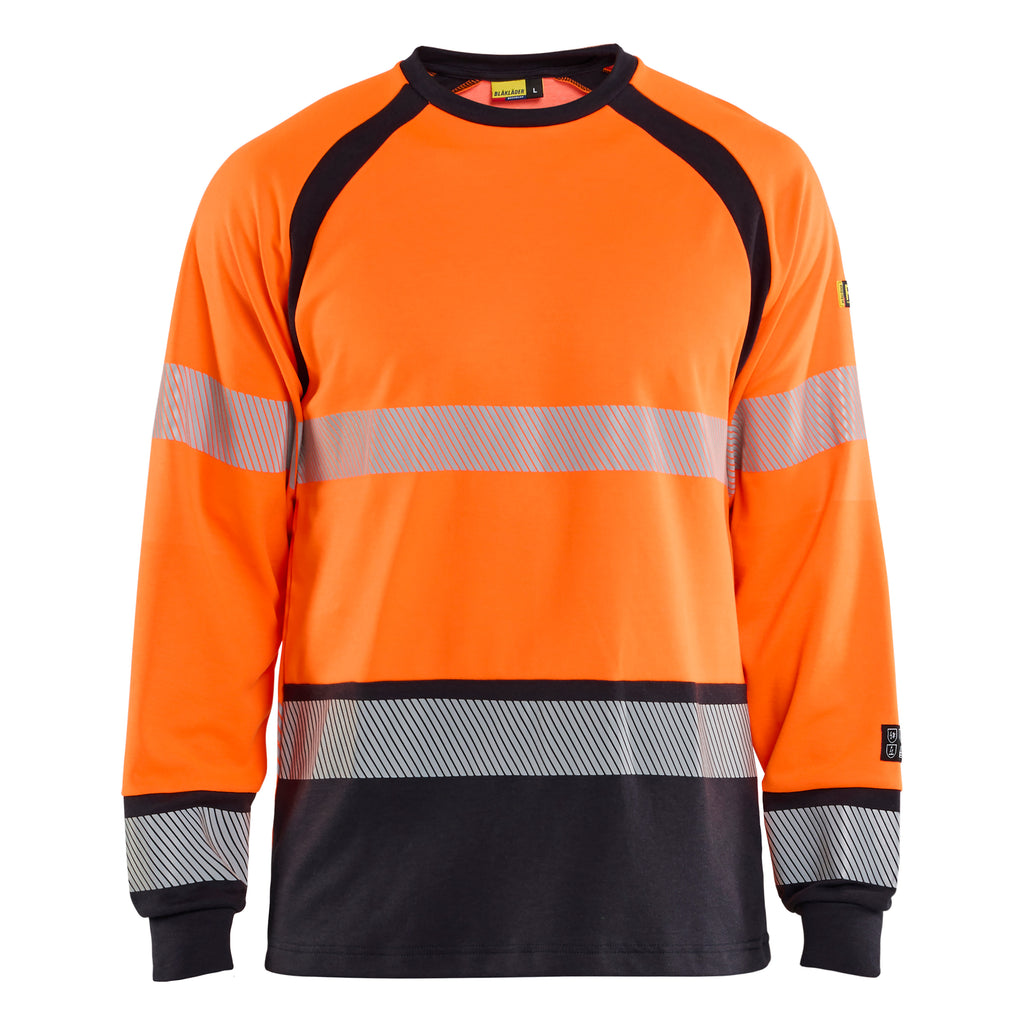 Blaklader 3436 Orange/Navy Blue Arc Flash & Fire Retardant Long-Sleeved T-Shirt Multinorm Inherent