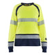 Blaklader 3437 Hi-Vis Yellow/Navy Blue Arc Flash & Fire Retardant Women's Long-Sleeved T-Shirt Multinorm