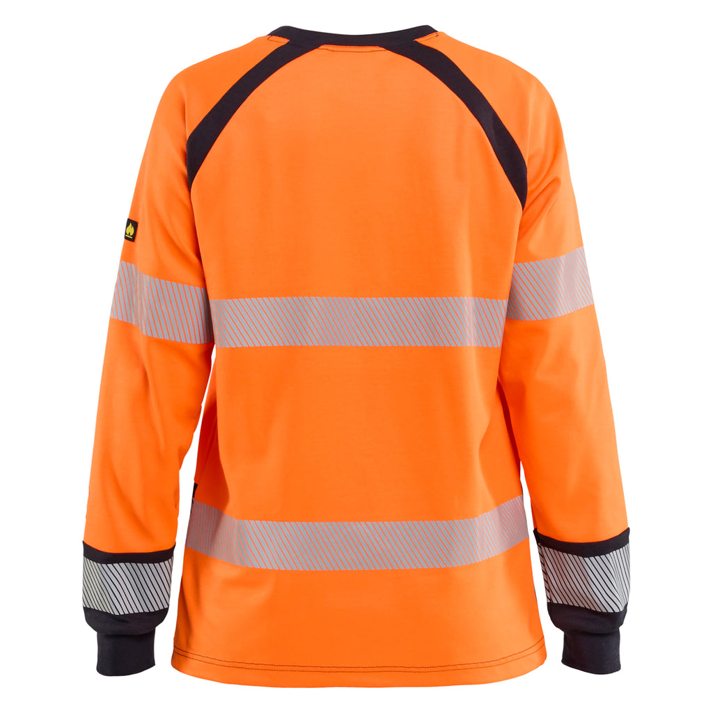 Blaklader 3437 Orange/Navy Blue Arc Flash & Fire Retardant Women’S Long-Sleeved T-Shirt Multinorm Inherent