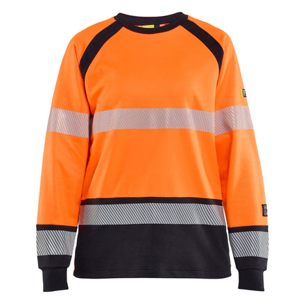 Blaklader 3437 Orange/Navy Blue Arc Flash & Fire Retardant Women’S Long-Sleeved T-Shirt Multinorm Inherent