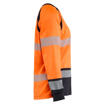 Blaklader 3437 Orange/Navy Blue Arc Flash & Fire Retardant Women’S Long-Sleeved T-Shirt Multinorm Inherent
