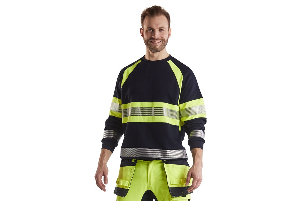 Blaklader 3459 Navy Blue/Hi-Vis Yellow Arc Flash & Fire Retardant Multinorm Sweatshirt
