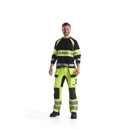 Blaklader 3459 Multinorm Sweatshirt Navy Blue Hi Vis Yellow Model