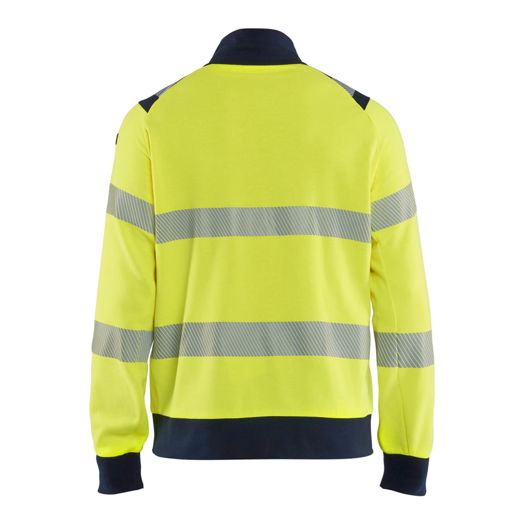 Blaklader 3461 Multinorm Sweatshirt With Full Zip Hi Vis Yellow Navy Blue Back