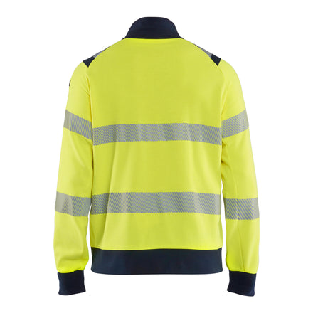 Blaklader 3461 Multinorm Sweatshirt With Full Zip Hi Vis Yellow Navy Blue Back