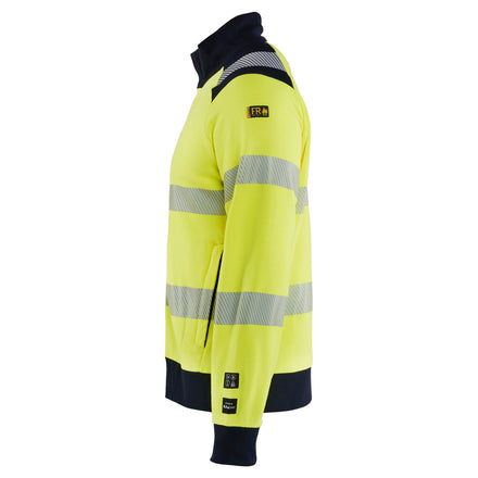 Blaklader 3461 Multinorm Sweatshirt With Full Zip Hi Vis Yellow Navy Blue Left