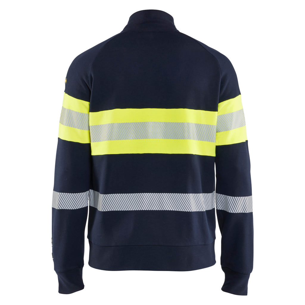 Blaklader 3462 Multinorm Sweatshirt With Zip Navy Blue Hi Vis Yellow Back