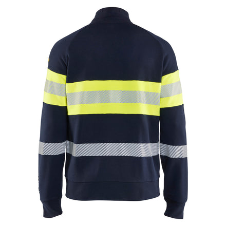 Blaklader 3462 Multinorm Sweatshirt With Zip Navy Blue Hi Vis Yellow Back