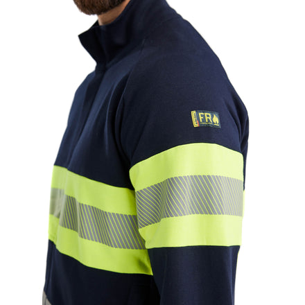 Blaklader 3462 Multinorm Sweatshirt With Zip Navy Blue Hi Vis Yellow Feature 1